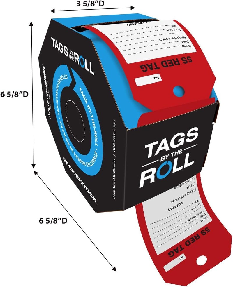 NMC AccuformNMC 250 Tags by-The-Roll, 5S Red Tag, US Made OSHA Compliant Tags, Waterproof PF-Cardstock, Resists Tears, 6.25"x3", TAR164 - Image 5